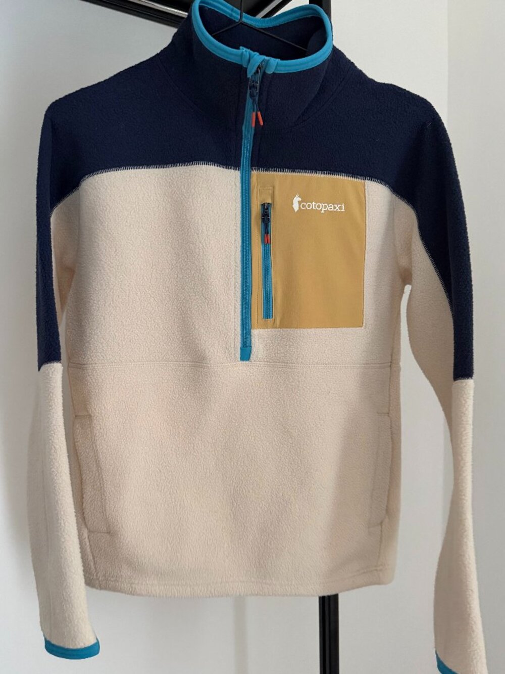 NWOT Cotopaxi Abrazo Fleece Half-Zip Jacket, Size XS, Cream/Navy